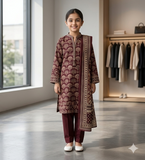 Muznah Girls Printed 3 Piece Stitched Suit | Sizes 6-14 years