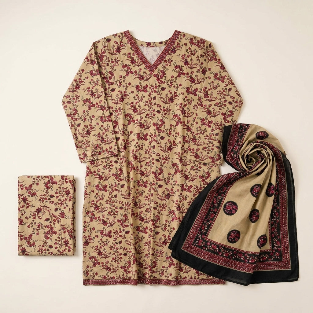 Bin-Saeed 3 Piece Printed Stitched Khaddar | KD-23