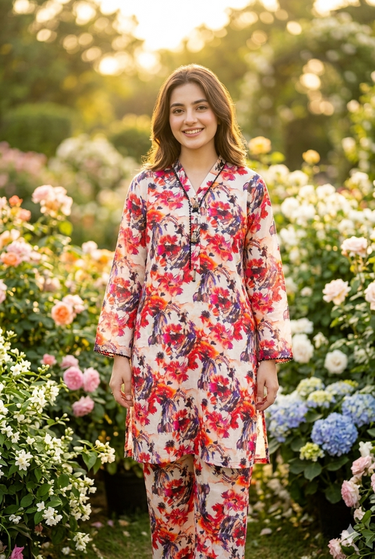 Women’s 2 Piece Stitch Lawn Suit – Casual & Summer Wear | 35