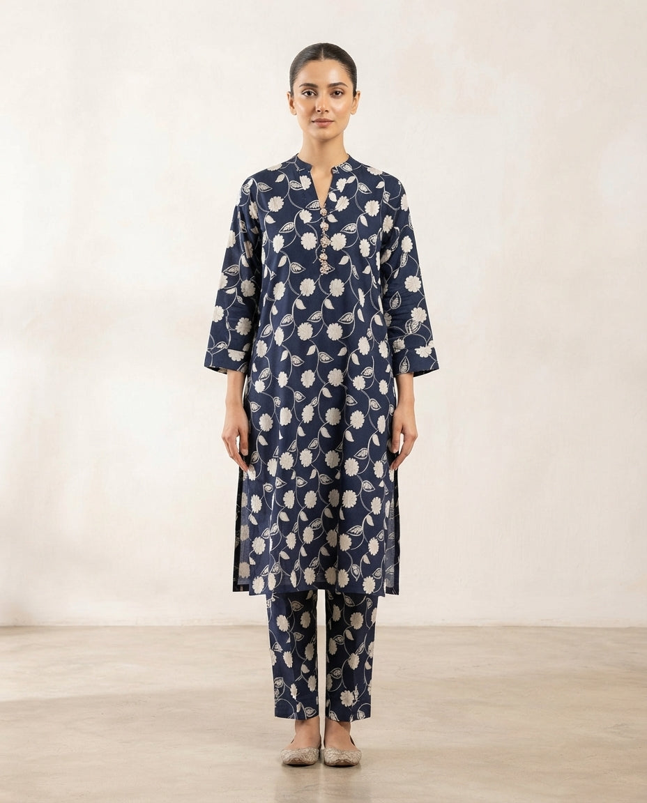 Premium Women's 2 Piece Linen Stitched Suit Free Size - L#46