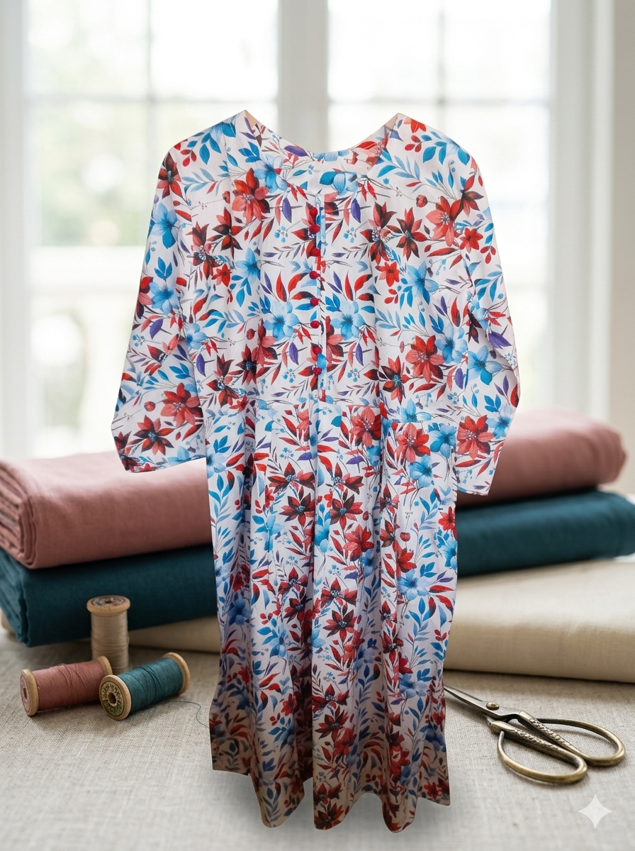 Printed Allover 2-Piece Lawn Frock
