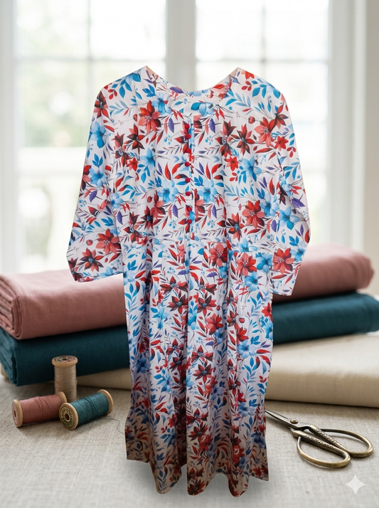 Printed Allover 2-Piece Lawn Frock