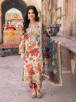 3 Piece Printed Linen sequence boring patch work - 02