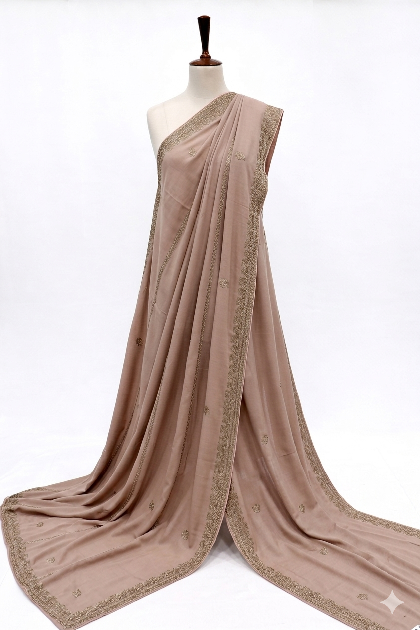 Premium Embroidered Lawn Shawl – Elegant Soft Fabric with Fancy Border