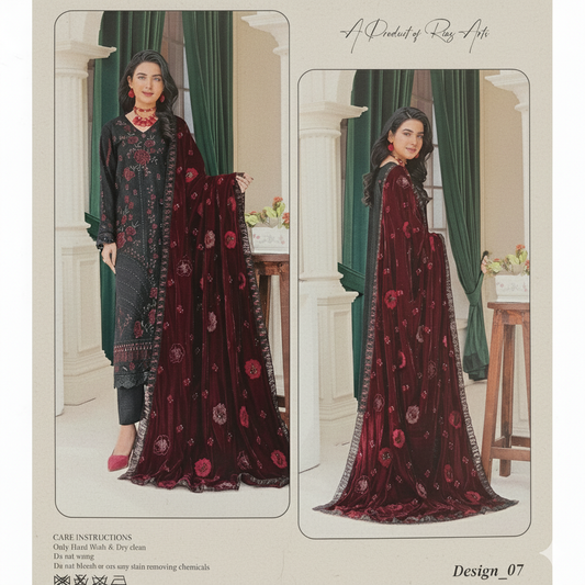 Jumaira  Design 05 - Elegant Regal Blue Embroidered 3-Piece Suit