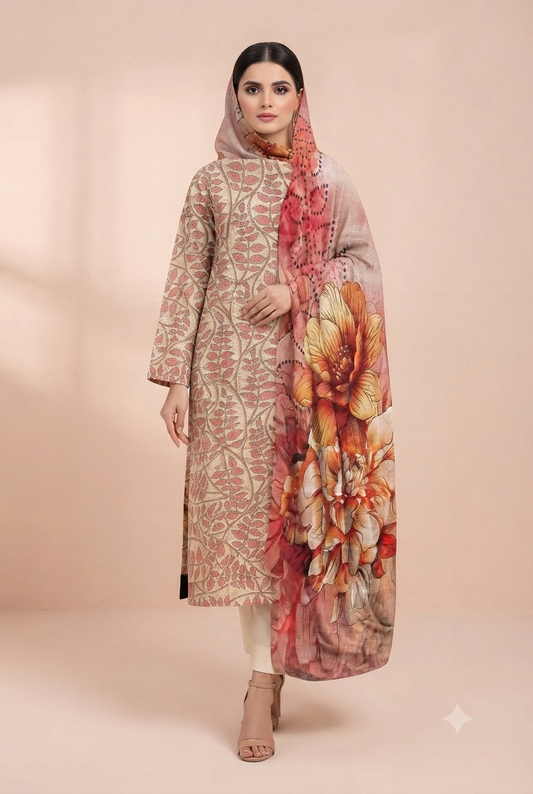 Romania - Premium Printed Lawn 3-Piece Suit (D#10)