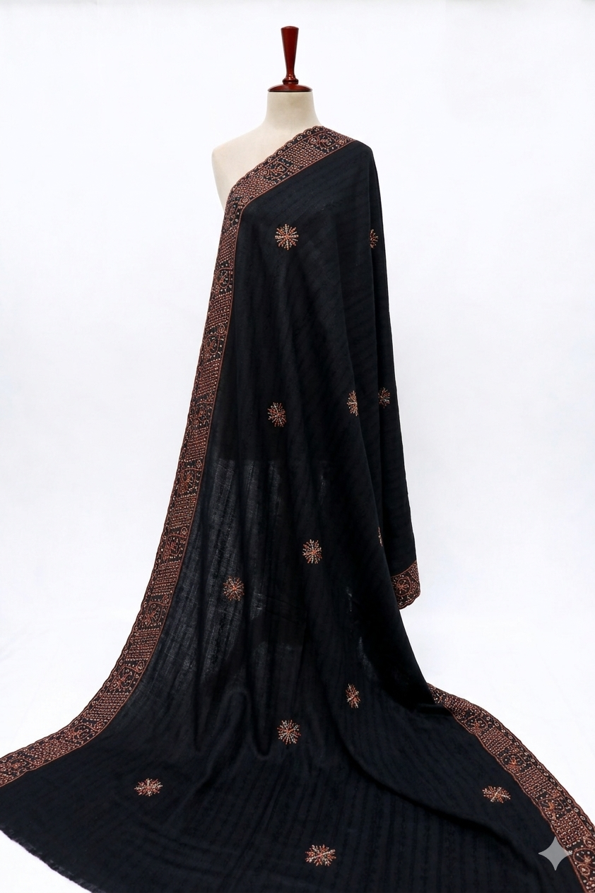 Premium Embroidered Lawn Shawl – Elegant Soft Fabric with Fancy Border