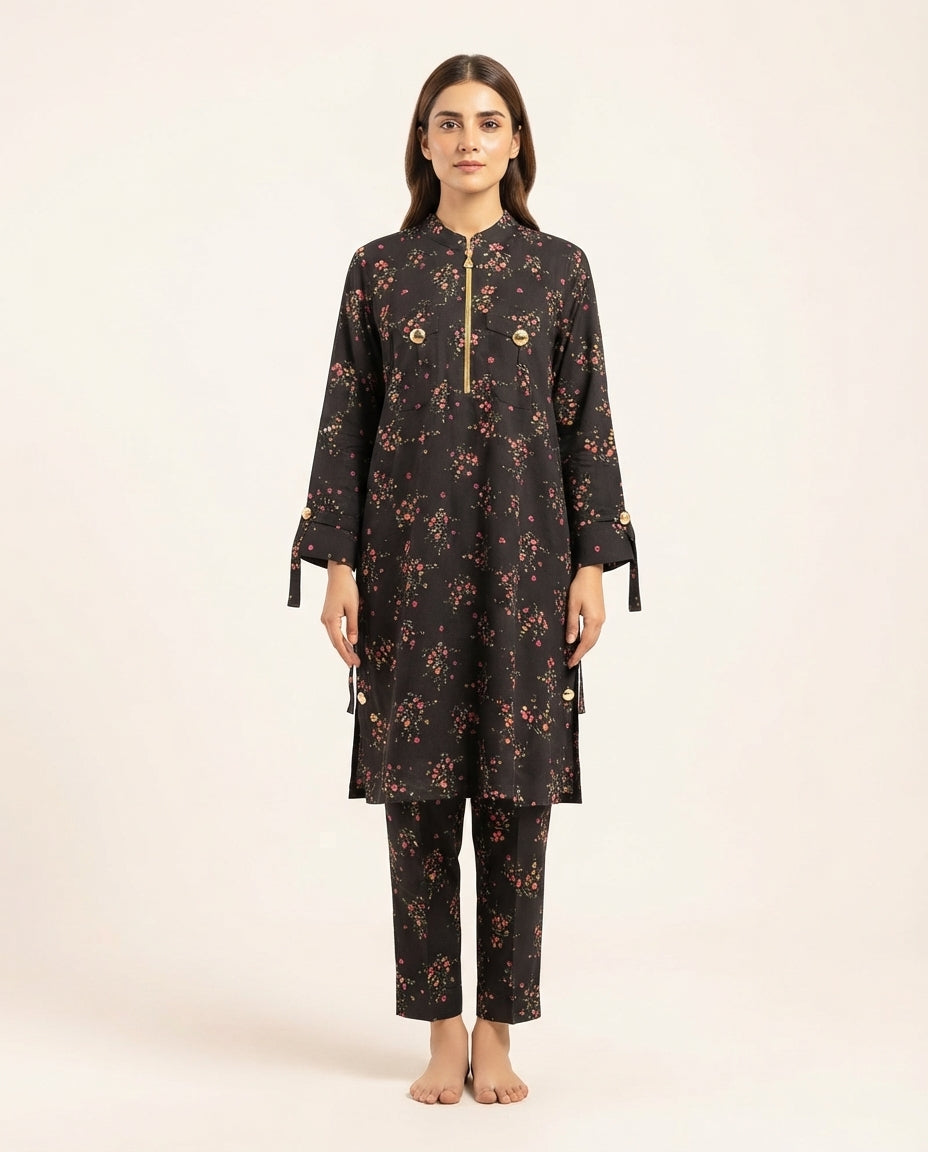 Premium Women's 2 Piece Linen Stitched Suit Free Size - L#47