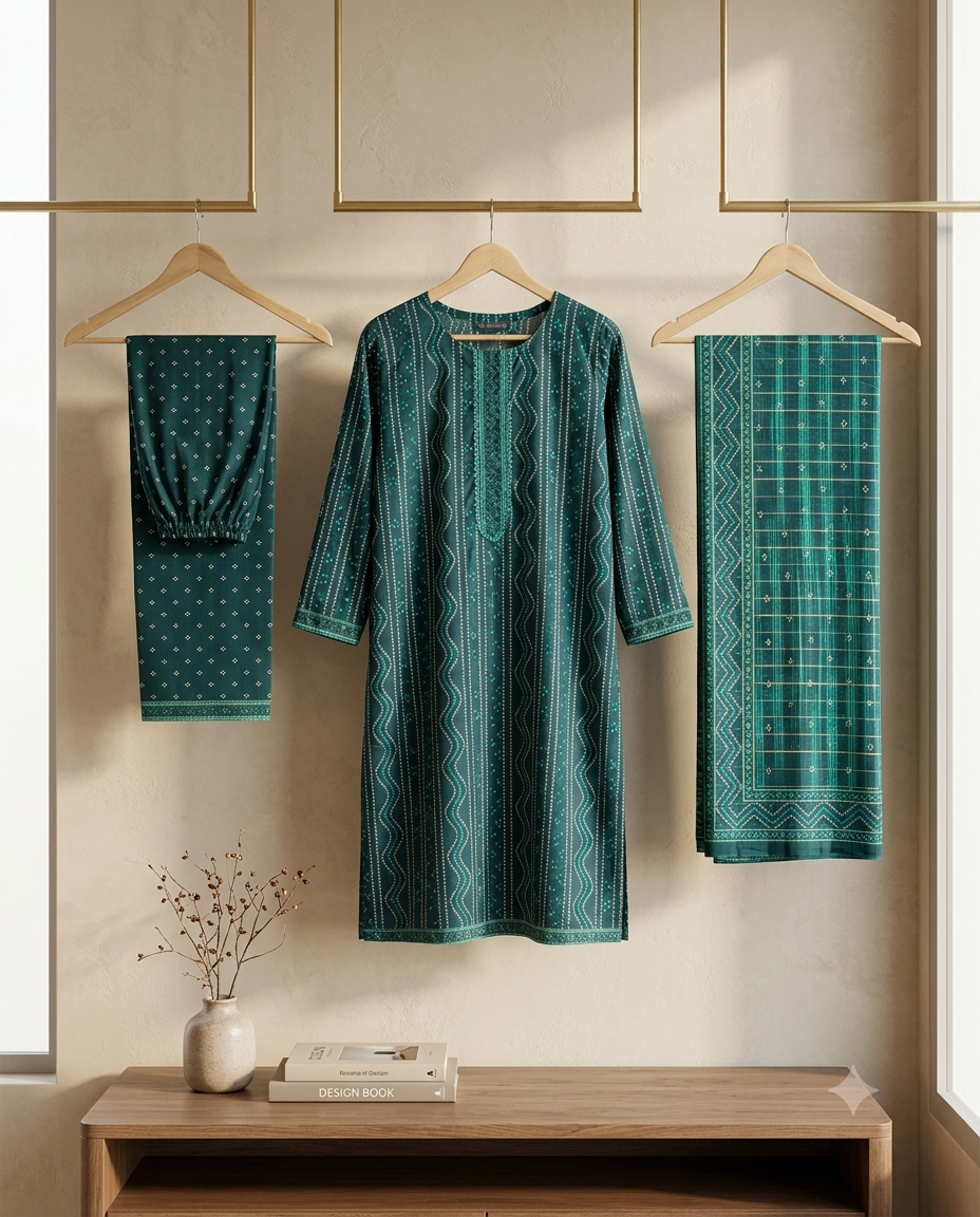 Bin Saeed Stitched 3 Piece Lawn Suit 38 – Comfortable & Stylish Daily Wear for Women