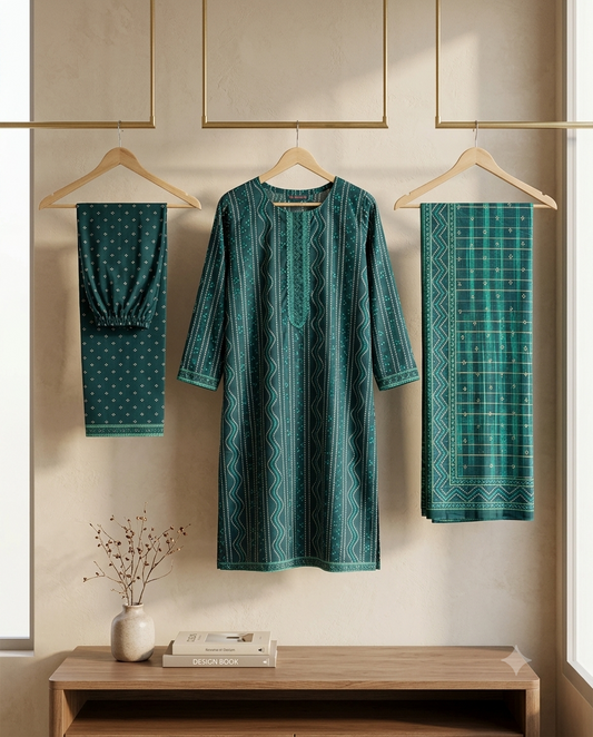 Bin Saeed Stitched 3 Piece Lawn Suit 38 – Comfortable & Stylish Daily Wear for Women