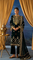 Mahee's Sultana 3-Piece Embroidered Velvet Suit with Velvet Shawl | Article 04