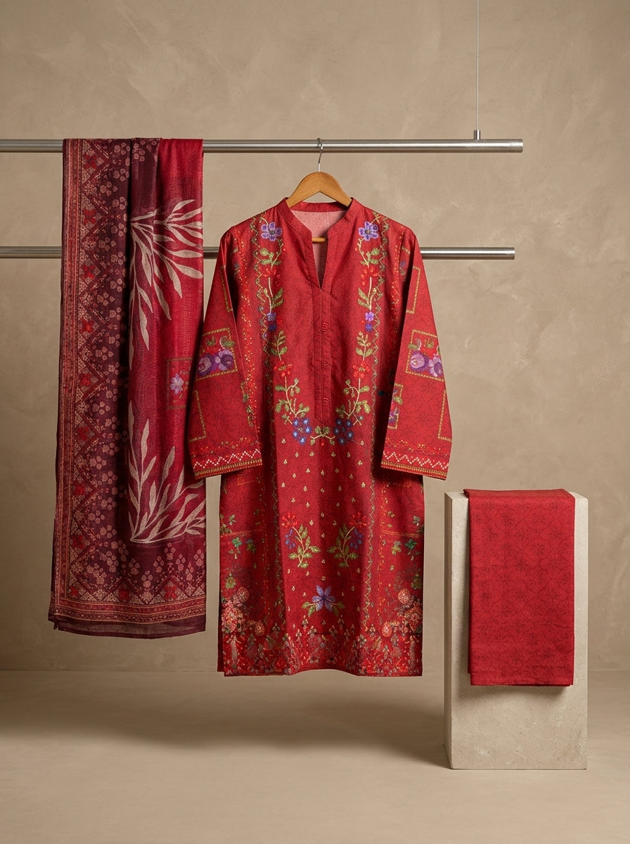 Zeenat Embroided Qutrai Stitch Luxury Pret 3Pcs | Z-15