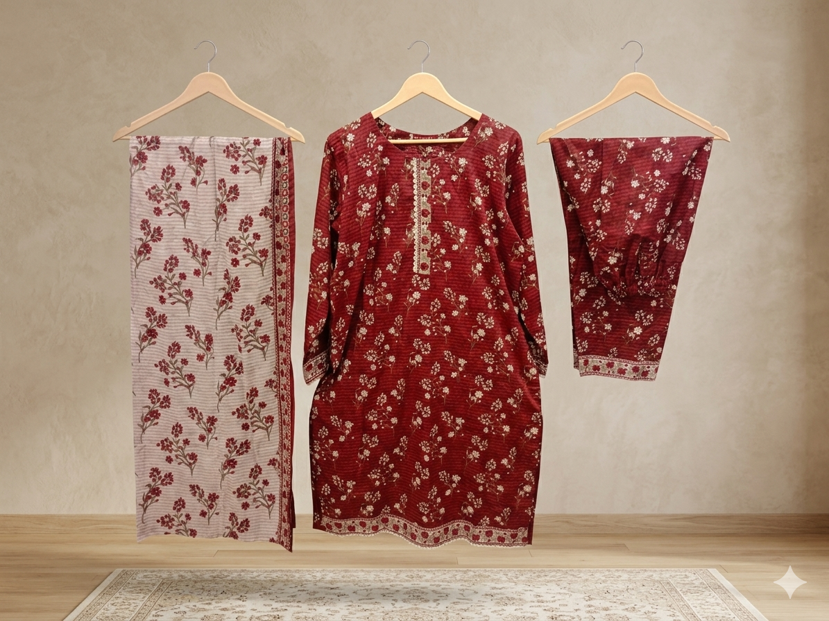 Bin Saeed Stitched 3 Piece Lawn Suit 23 – Comfortable & Stylish Daily Wear for Women