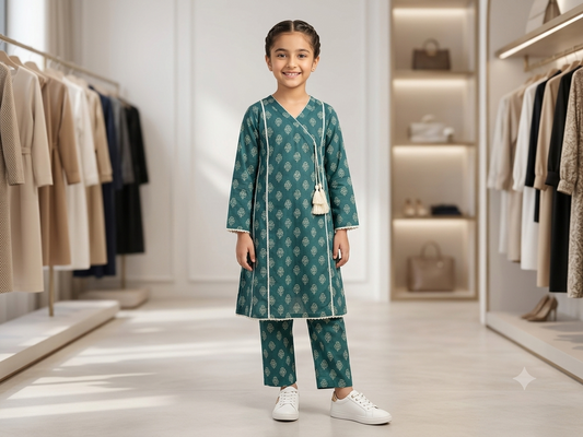 Bin Saeed Girls Printed 2 Piece Stitched Frock Suit | Sizes 6-14 years