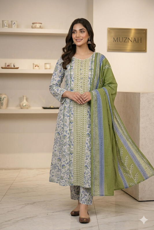 Muznah Printed Lawn  Frock Premium Wear | F-02