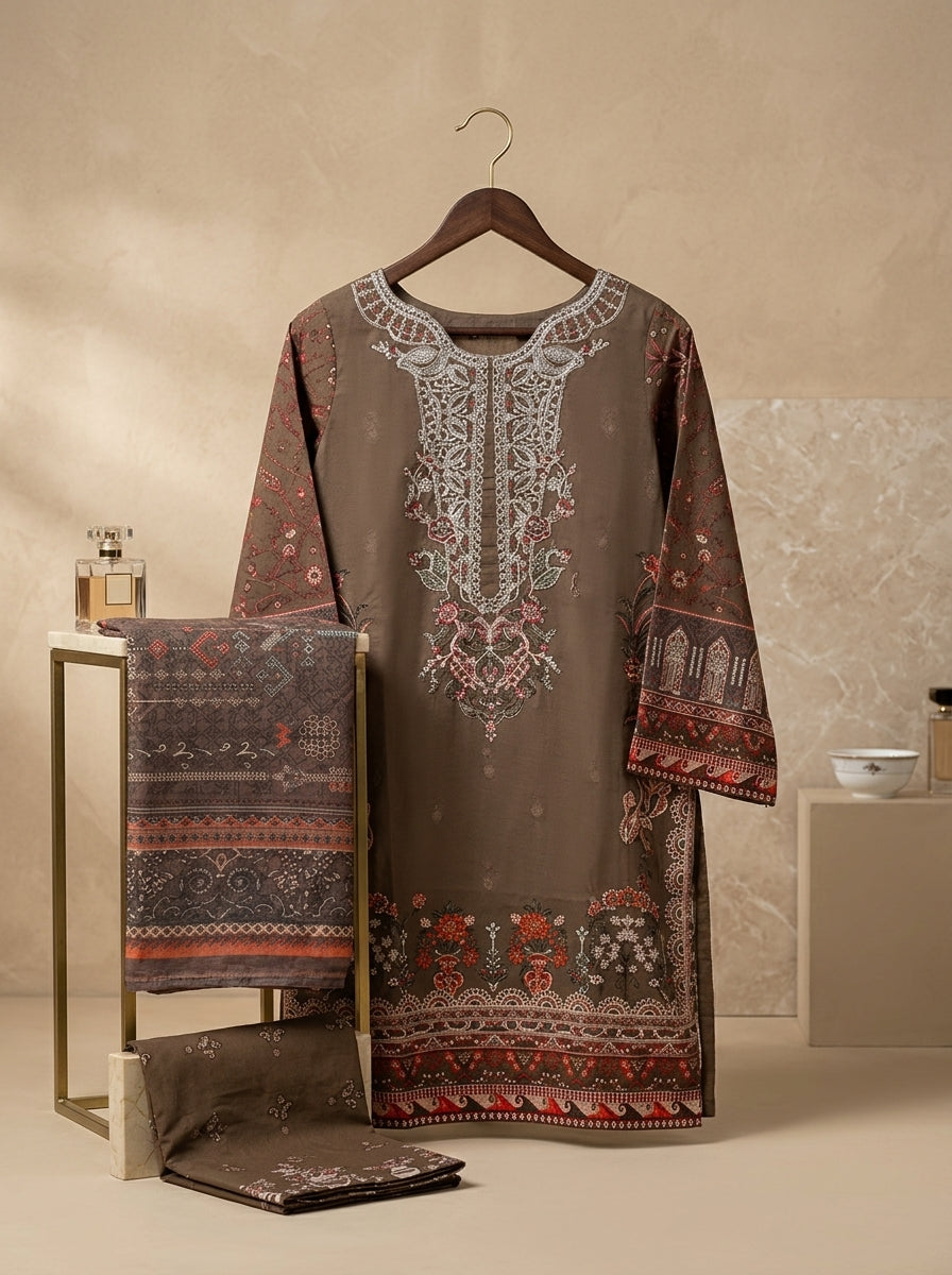 Zeenat Embroided Qutrai Stitch Luxury Pret 3Pcs | Z-16