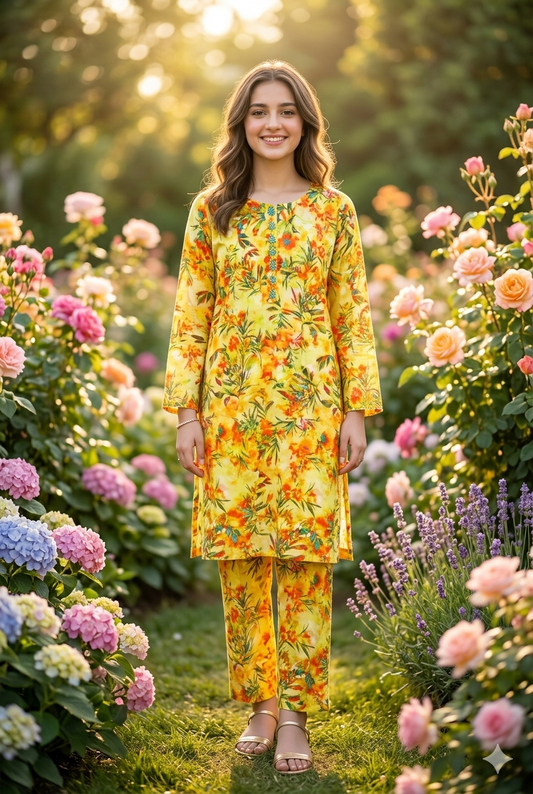 Women’s 2 Piece Stitch Lawn Suit – Casual & Summer Wear | 22