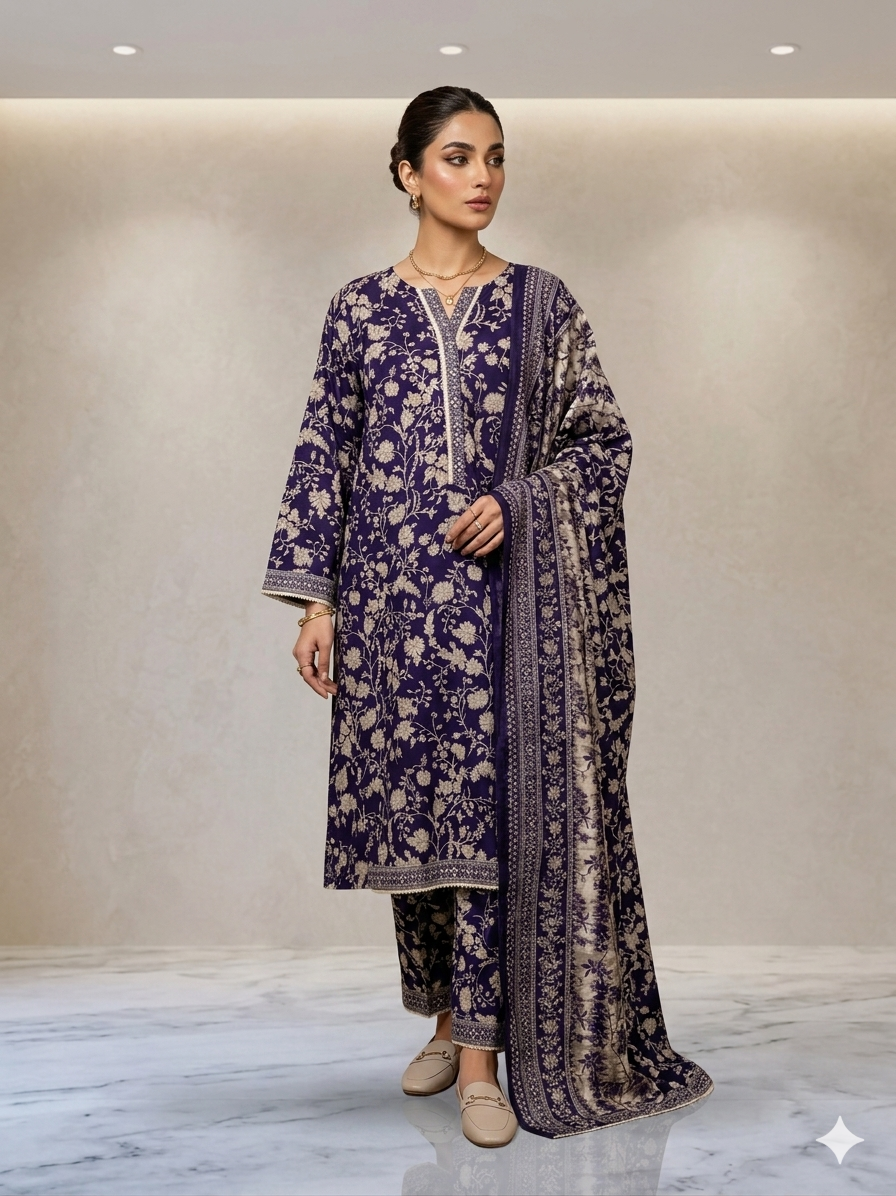 Bin Saeed Stitched 3 Piece Lawn Suit 06 – Comfortable & Stylish Daily Wear for Women