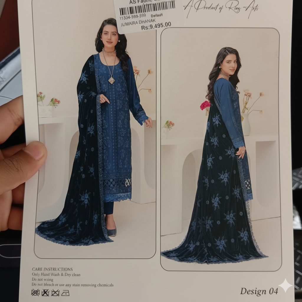 Jumaira Ray Arts: Design 05 - Regal Blue Embroidered Ensemble 💎