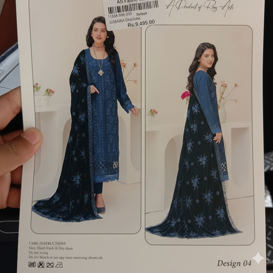 Jumaira Ray Arts: Design 05 - Regal Blue Embroidered Ensemble 💎