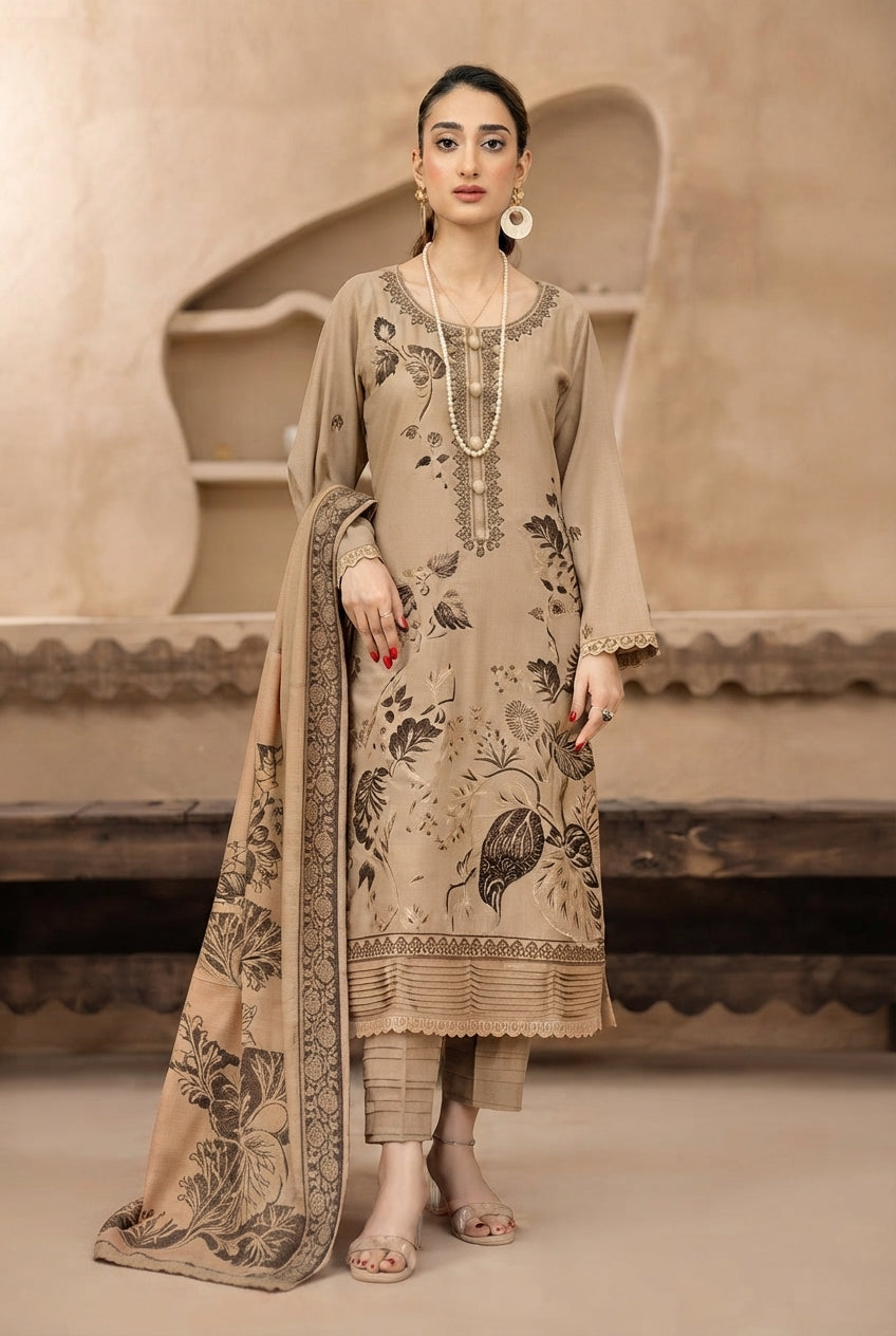 Airjet Fancy Wool Embroidered Suit | Alif Vol-584 (Design - 01)