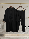 2-Piece Black Suit – Elegant Cotton Co-ord Set 1550