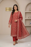 MUZNAH 3-PC stitched Printed Lawn Suit - M-03