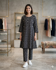 2-Piece Black  Frock Suit – Elegant Cotton Co-ord Set