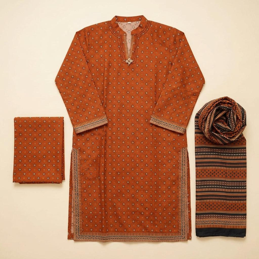Bin-Saeed 3 Piece Printed Stitched Khaddar | KD-17