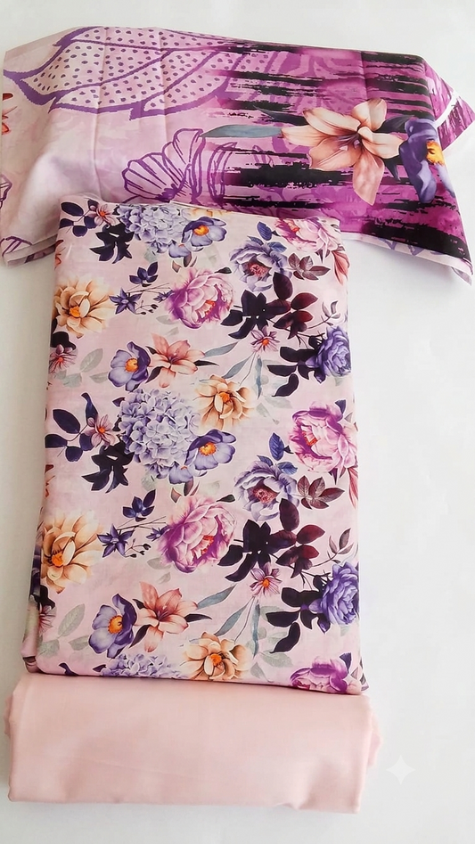 Premium 3-Piece Printed Unstitched Lawn Suit | Buy One Get One Free