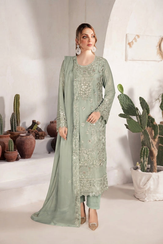 WB-503 Ramsha Luxury Embroidered 3-Piece Suit | Festive Wear
