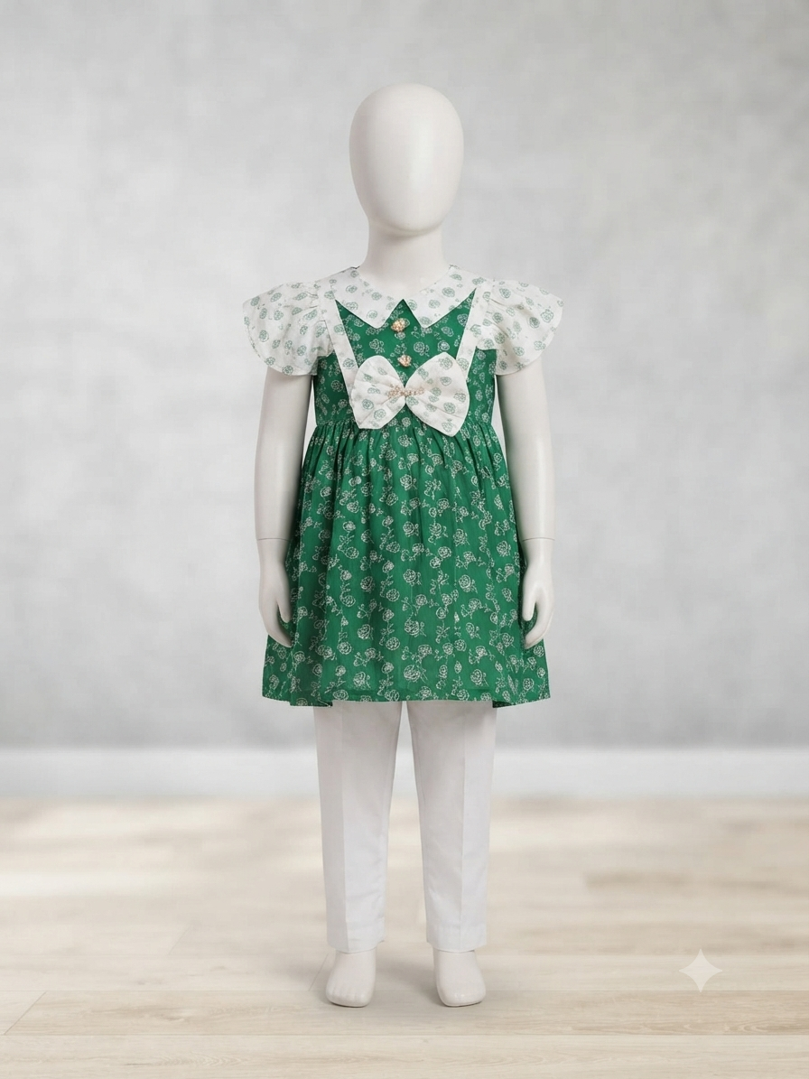 Girls Printed 2 Piece Stitched Frock for 14 August | Sizes 24-34 years