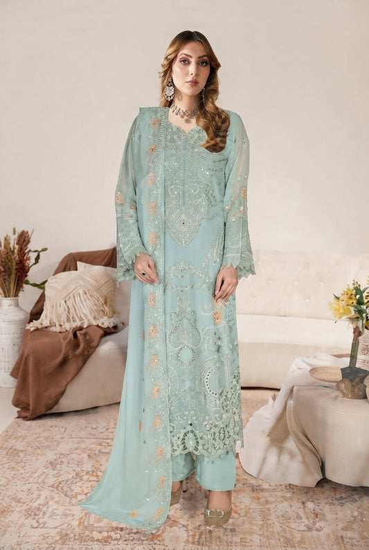 WF-618 Ramsha Luxury Embroidered 3-Piece Suit | Festive Wear