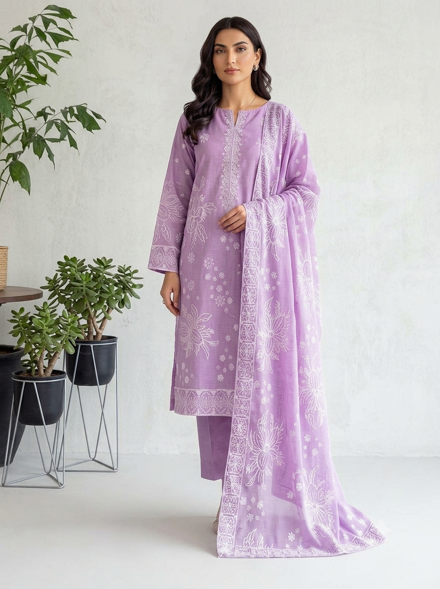 D-9403 Ophelia By Raikhta | Embroidered Slub Lawn 3PC Unstitched Suit.