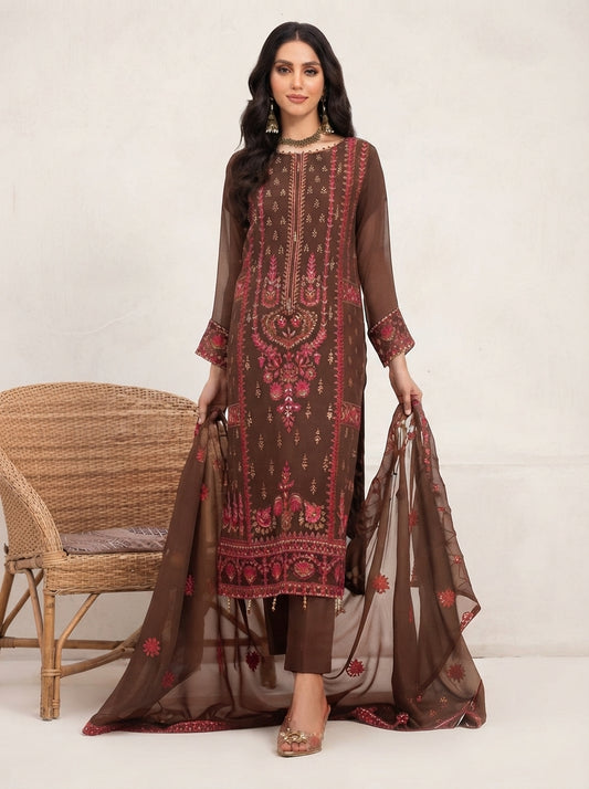 MIRAB by Bin Hameed: Luxury Embroidered Chiffon Stitch Suit - MBH-05