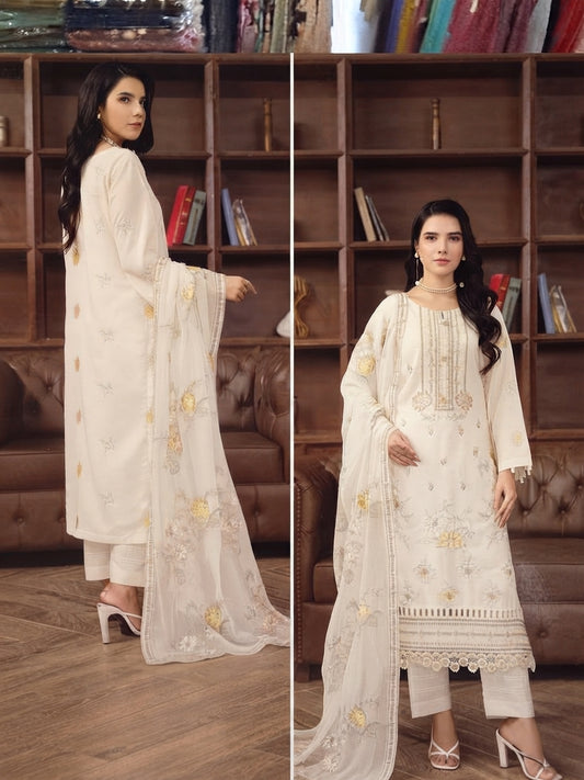 Airjet Fancy Wool Karandi Embroidered 3-Piece Suit | Alif Vol-593