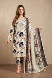 Printed Lawn 3-Piece Unstitched Suit with Sequin Patch Work (D-02)