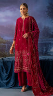 Mahee's Sultana 3-Piece Embroidered Velvet Suit with Velvet Shawl | Article 01