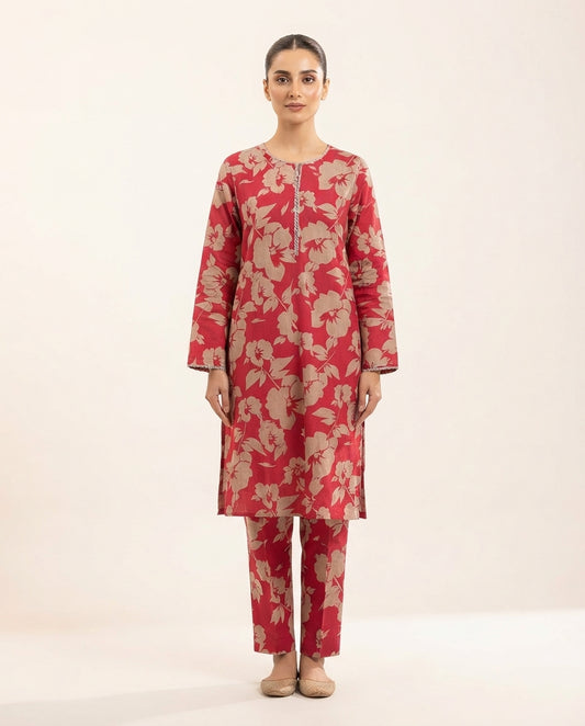 2-Piece Printed Stitched Khaddar Suit k-12