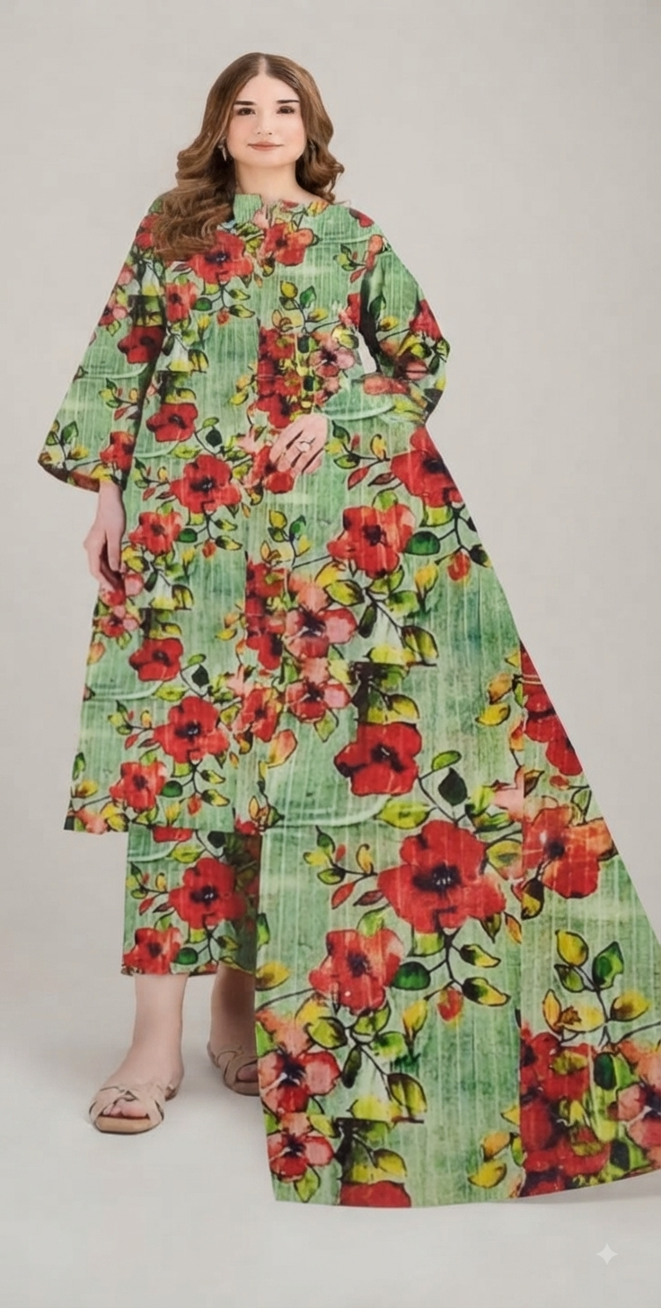 3 Piece Digital Printed LAWN SUIT - AZADI SALE