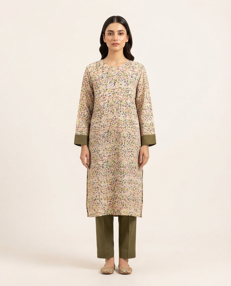 Premium Women's 2 Piece Linen Stitched Suit Free Size - L#07