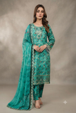 Printed Lawn 3-Piece Unstitched Suit with Sequin Patch Work (D-07)
