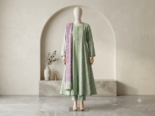 Muznah Printed Lawn Frock Premium Wear | F-15