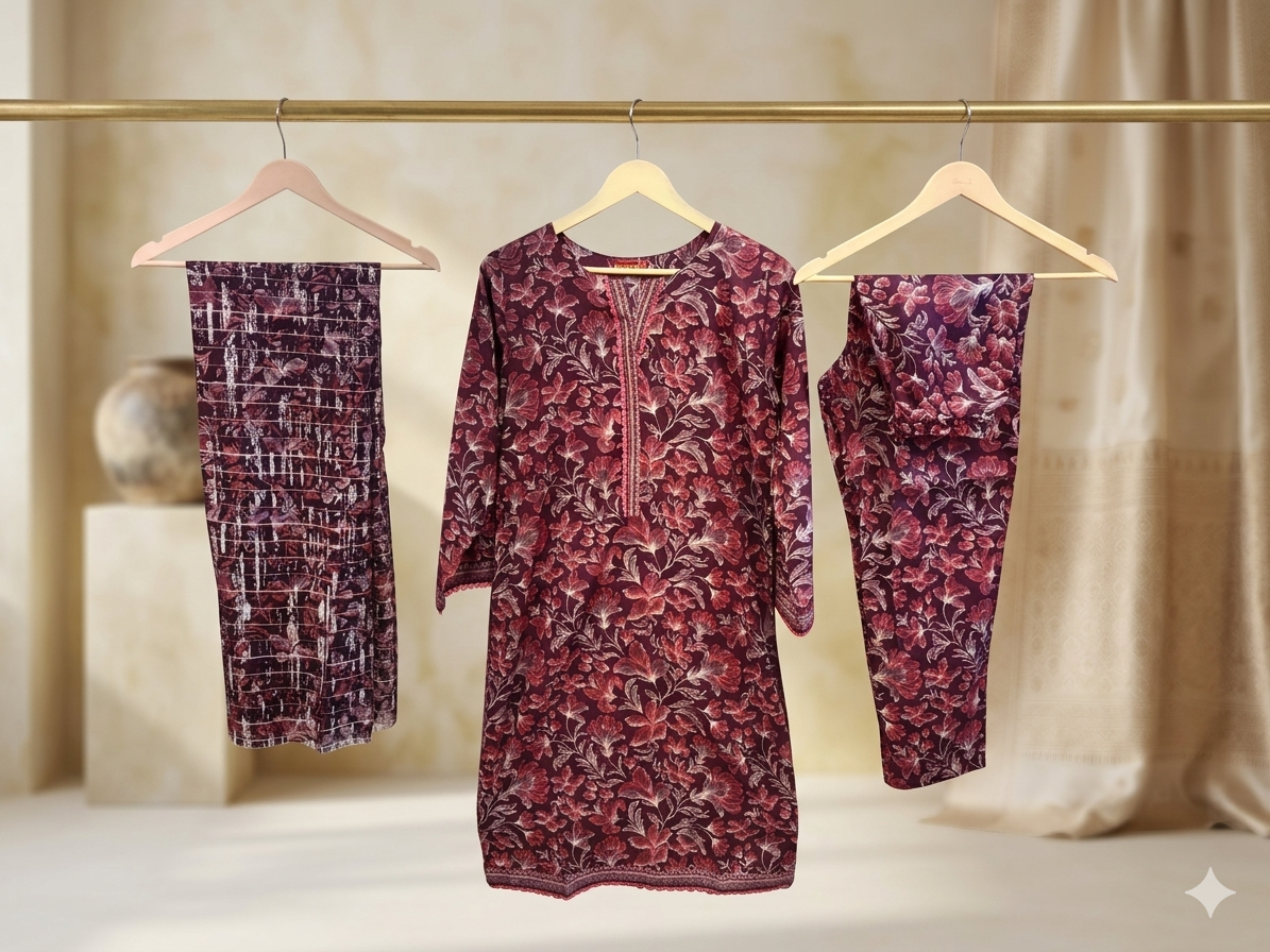 Bin Saeed Stitched 3 Piece Lawn Suit 06 – Comfortable & Stylish Daily Wear for Women