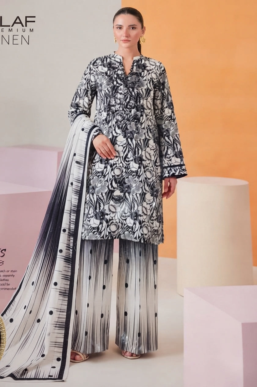 3 Piece Embroidered Linen Suit | L#27
