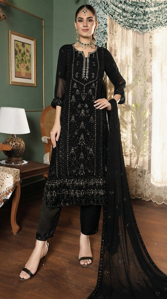 Sadabahar Ready-To-Wear Luxury Formals Embroidered Chiffon Suit