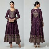 BINT-E-SAEED Luxe Royal Plum Printed Formal Frock