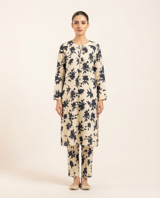 Premium Women's 2 Piece Linen Stitched Suit Free Size - L#43