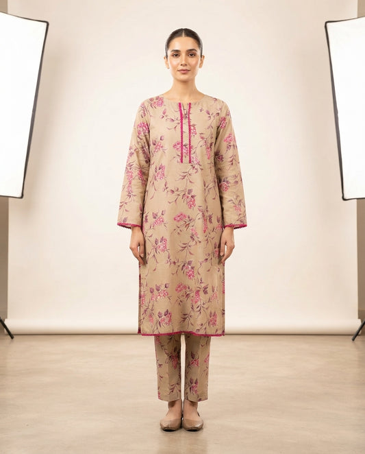 2-Piece Printed Stitched Khaddar Suit k-13