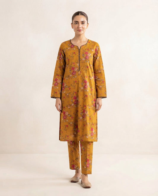 2-Piece Printed Stitched Khaddar Suit k-15